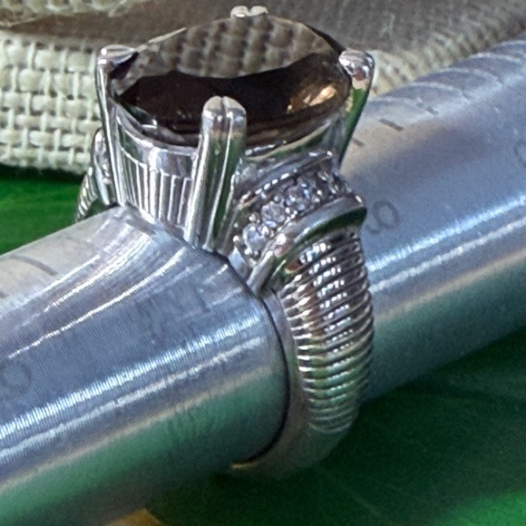 Judith Ripka Smoky Quartz and Silver Ring - Picture 9 of 13